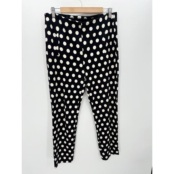 Chicos WomenSize 1 US 8 Black White Polka Dot Juliet Ankle Pants Stretch Rayon - Picture 1 of 8